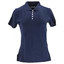 Camisa polo feminina essencial de algodão orgânico Tommy Hilfiger em algodão azul marinho