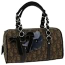 Christian Dior Trotter Romantic Flower Hand Bag PVC Leather Brown Auth am5843