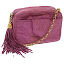 CHANEL Chain Shoulder Bag Satin Pink CC Auth bs12068 - Chanel