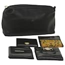 Gianni Versace Pouch Wallet Leather 5Set Black Auth bs11989