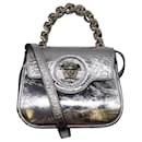 Versace Silver Top Handle Lambskin Leather La Medusa Mini Handbag - Autre Marque
