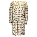 Burberry Ivory Multi Printed Long Sleeved Silk Crepe Dress - Autre Marque