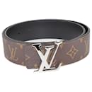 Cintura reversibile Louis Vuitton con monogramma marrone Lv Iniziali
