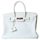 White 2007 Birkin 35 Bag in Clemence Leather - Hermès