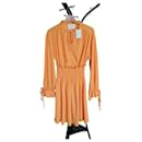 Claudie Pierlot orange viscose long sleeve mini dress