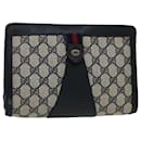 GUCCI GG Supreme Sherry Line Clutch Bag PVC Navy Red 89 01 032 auth 66429 - Gucci