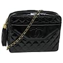 CHANEL Matelasse Chain Shoulder Bag Patent leather Black CC Auth hk1071 - Chanel