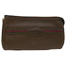 GUCCI Web Sherry Line Pouch Leather Brown Red Green 039 904 0665 Auth am5842 - Gucci