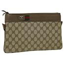GUCCI GG Canvas Web Sherry Line Shoulder Bag PVC Beige Red Green Auth bs12122 - Gucci