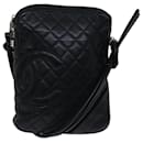 CHANEL Cambon Line Shoulder Bag Leather Black CC Auth hk1072 - Chanel