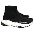 Sneakers chaussettes en tricot noir et blanc Balenciaga Speed