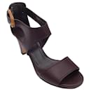 Gucci Dark Brown Lifford Open Toe Bamboo Buckle Mid-Heel Leather Sandals - Autre Marque