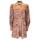 Zimmermann Brown Multi Leopard Printed Belted Long Sleeved Linen Mini Dress - Autre Marque