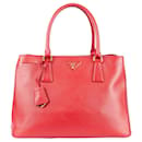 Prada Red Saffiano Leather Galleria Handbag