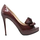 Brown Couture Bow Peep Toe Pump - Valentino