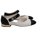 Chanel Quilted Cap Toe Ballerina Flats in White Lambskin Leather