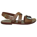 Brown Leather Sandals with Embellishments - Marni