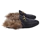 Gucci Princetown Leather Slippers in Black Leather