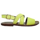 Brown Sandals with Calf Hair Yellow Straps - Marni
