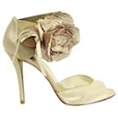 Gold Heels with Flower - Stuart Weitzman