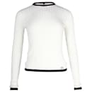 Chanel Textured Knit Long Sleeve Sweater in White Cotton