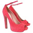 Zapatos de tacón de ante rojos con detalles de strass - Herve Leger