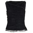 Marc Jacobs Organza Tiered Sleeveless Blouse in Navy Blue Polyester
