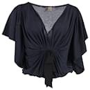 Lanvin Ruched Front Top in Navy Blue Cotton