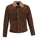Tom Ford Shearling-Collar Trucker Jacket in Brown Suede