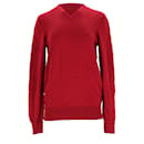 Tommy Hilfiger Mens Luxury Wool V Neck Jumper in Red Wool