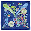 Blue patterned silk scarf - Hermès