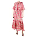 Red belted silk floral-printed midi dress - size M - Autre Marque