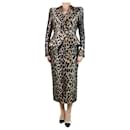 Balmain Animal Print leopard print blazer and midi skirt set - size UK 14