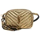 Borsa a tracolla Matelasse Lou con monogramma metallizzato oro Saint Laurent