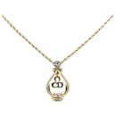 Dior Gold Logo Charm Pendant Necklace