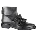 Black Leather Flat Anckle Boots - Msgm