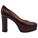Dark brown/ Burgundy Block Heels with Platform - Gianvito Rossi