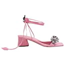 Pink Suede Sandals with Flower Embroidery - Roger Vivier