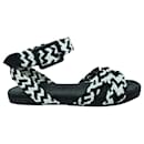 Sandales espadrilles noires et blanches - Hermès