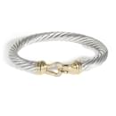 David Yurman Cable Buckle Bracelet in 18k yellow gold/sterling silver 0.06 ctw