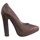 Zapatos de tacón de piel de serpiente marrón - Versace