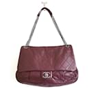 Chanel Coco Pleats Flap Bag Burgundy Quilted Leather