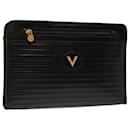 VALENTINO Clutch Bag Leather Black Auth 65385 - Valentino