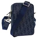 Christian Dior Trotter Canvas Shoulder Bag Blue Auth 62901A