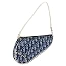 Bolsa para accesorios de sillín de lona Christian Dior Trotter Azul marino Auth bs10979