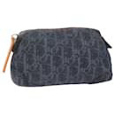 Christian Dior Trotter Canvas Pouch Navy Auth am5553