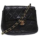 CHANEL Matelasse Chain Shoulder Bag Lamb Skin Black CC Auth bs11316 - Chanel