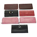 CARTIER Wallet Leather 7Set Wine Red Pink Auth ar11261 - Cartier