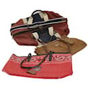 Coach Shoulder Bag Leather Canvas 3Set Red Brown Auth ar11285