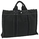 HERMES Deauville MM Tote Bag Canvas Black Auth bs10728 - Hermès